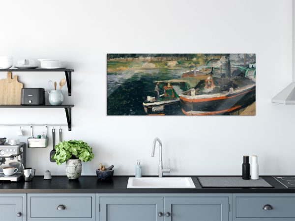 Camille Pissarro - Barges at Pontoise , Glasbild Panorama Online – Bild 3