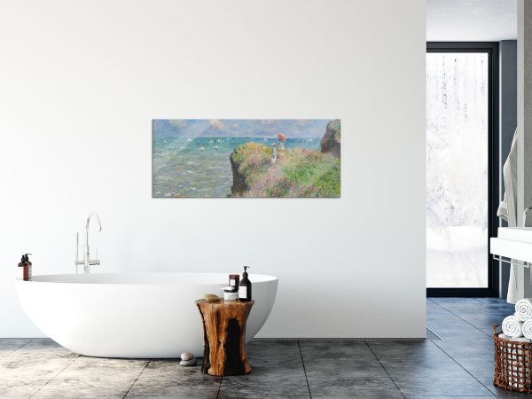 Claude Monet - Spaziergang auf Klippen-Ebene bei Pourvi, Glasbild Panorama Verkauf – Bild 4
